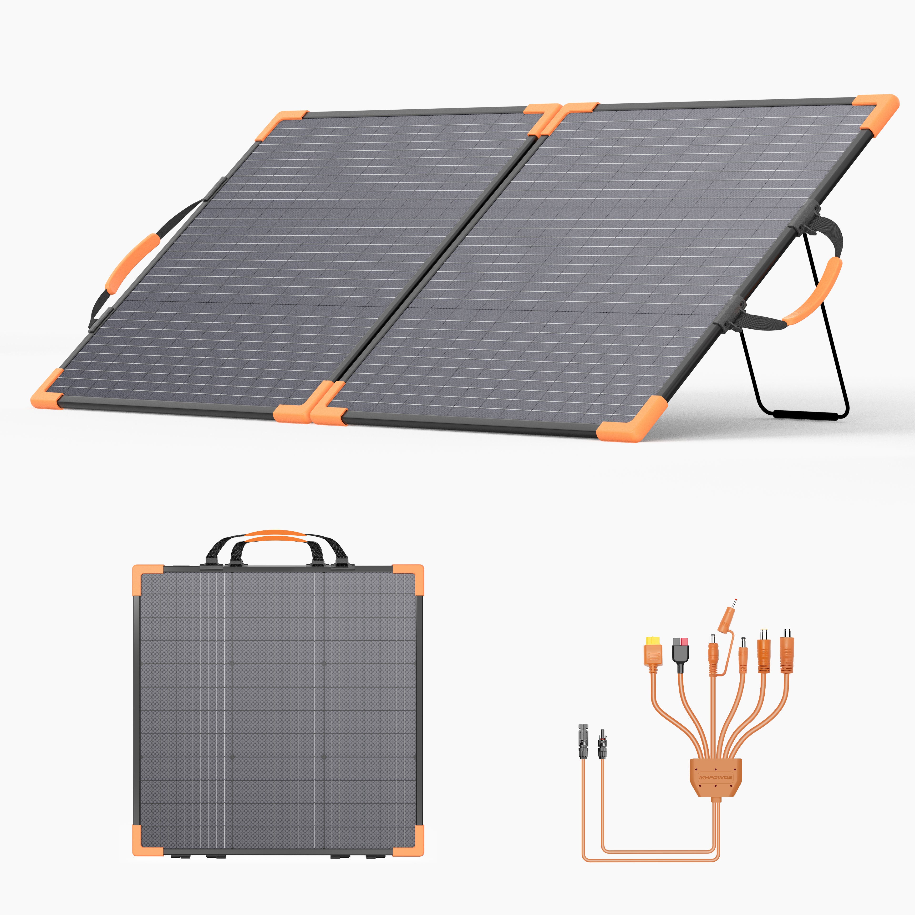 MHPOWOS Dual 100W Bifacial Foldable Solar Panels 200W Portable Solar Charger Kit for Power Stations, RV, Camping & Emergency Backup