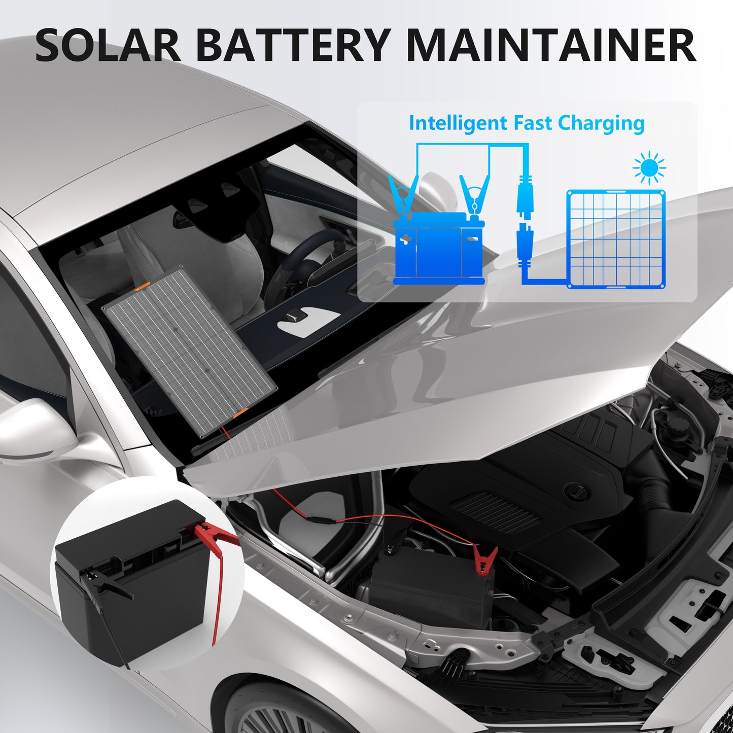 MHPOWOS 50W Solar-Batterie-Erhaltungsladegerät