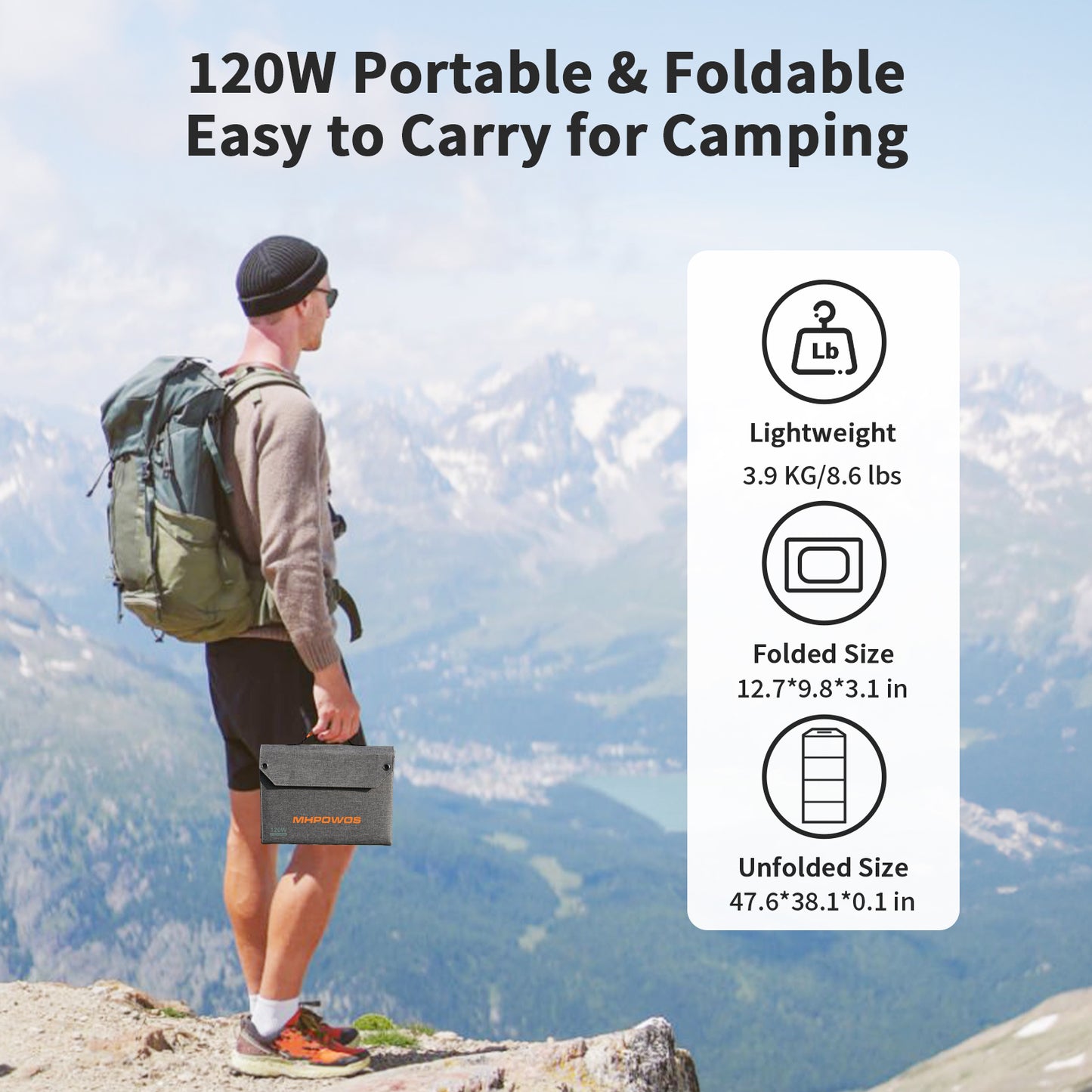 MHPOWOS 120W Portable Solar Panel