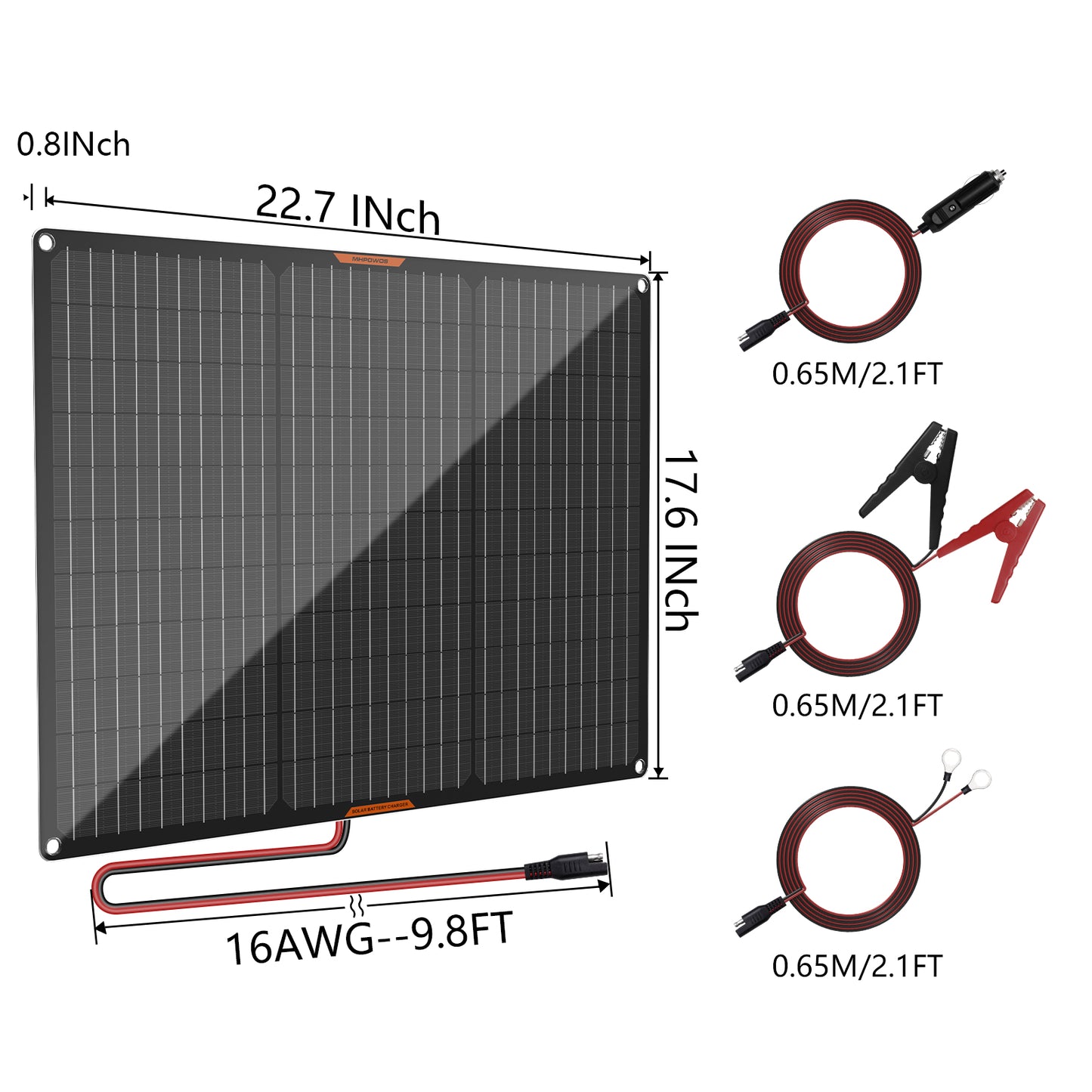 MHPOWOS 50W Solar-Batterie-Erhaltungsladegerät