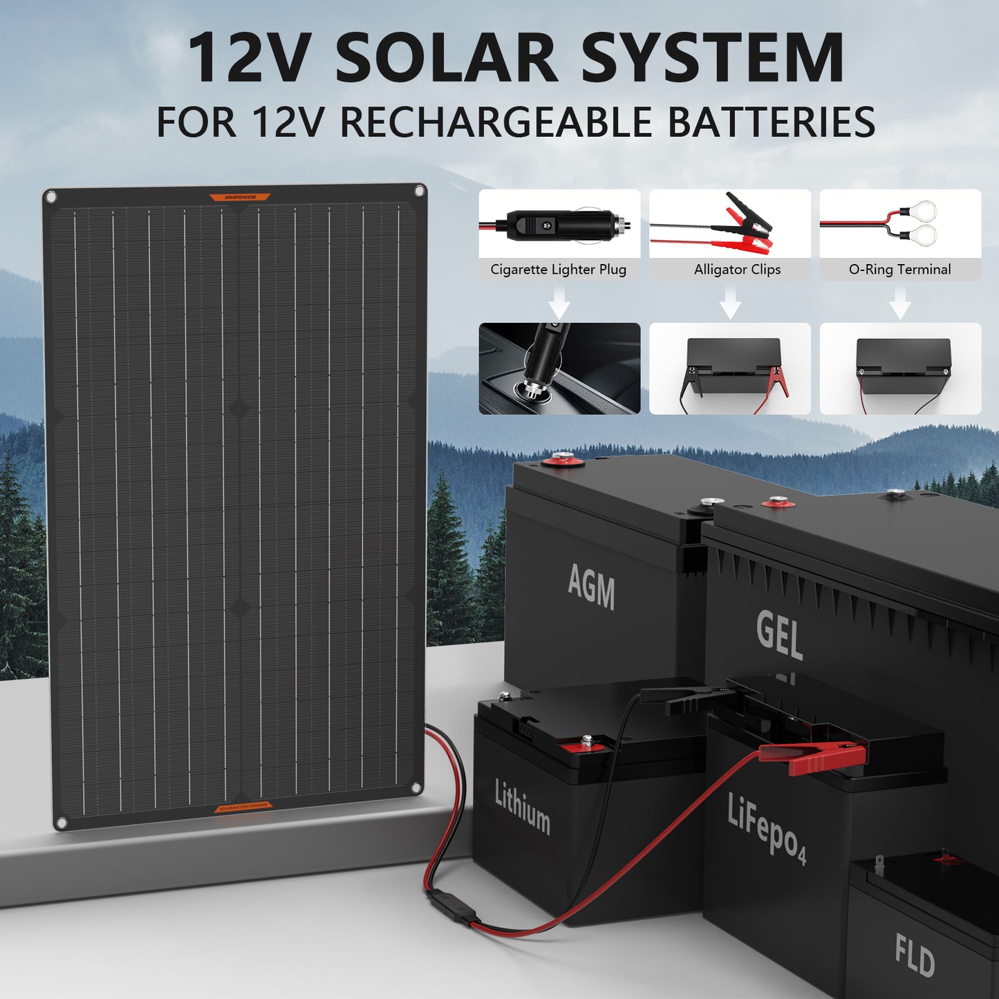MHPOWOS 30W Solar-Batterie-Erhaltungsladegerät