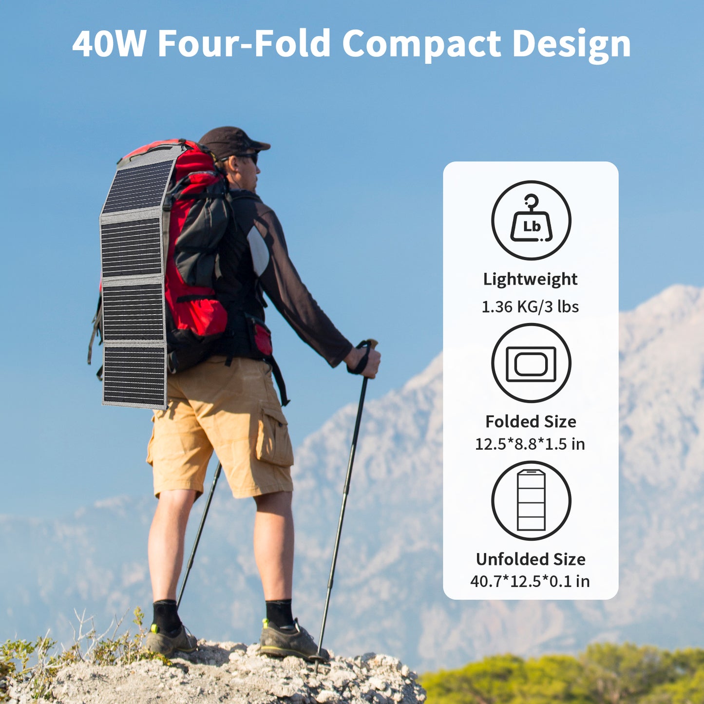MHPOWOS 40W Portable Solar Panel