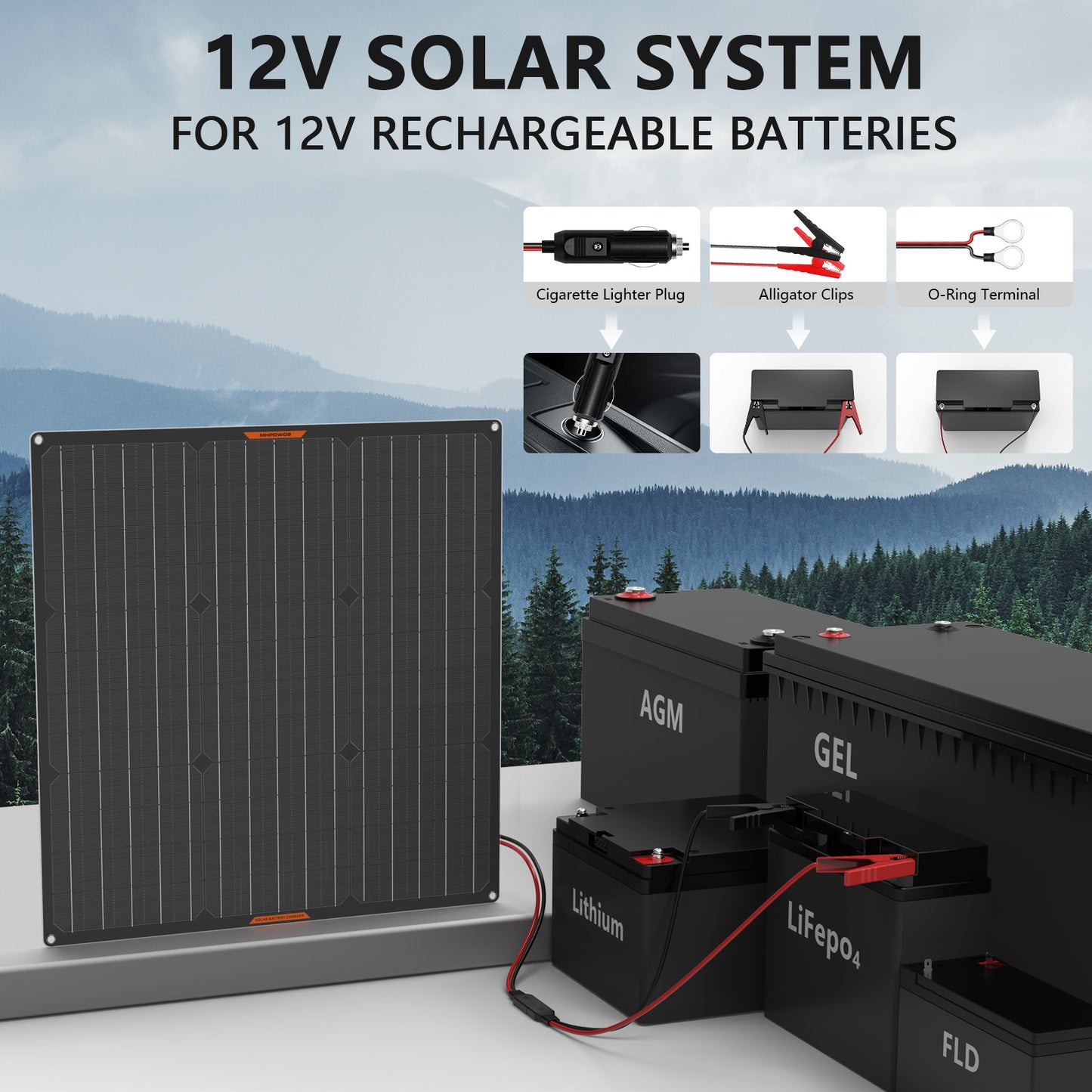 MHPOWOS 50W Solar-Batterie-Erhaltungsladegerät