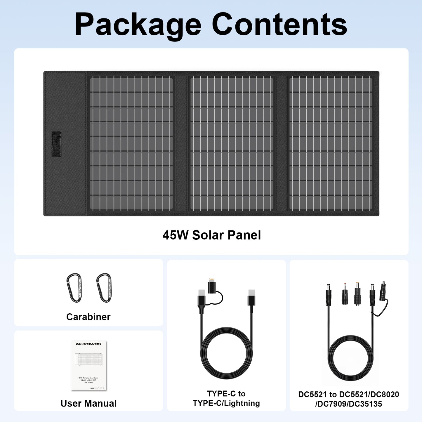 MHPOWOS 45W Portable Solar Panel
