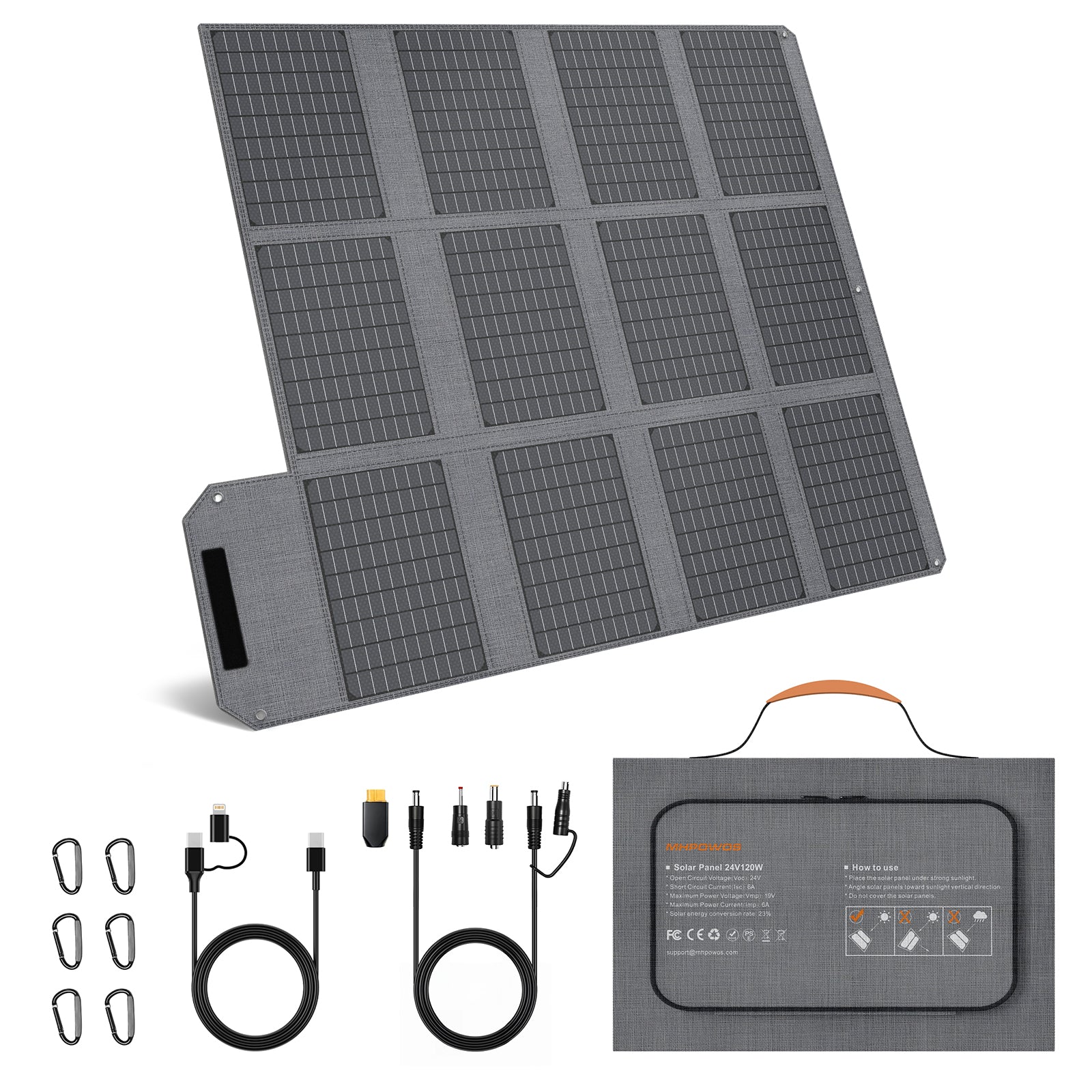 MHPOWOS 120W Portable Solar Panel
