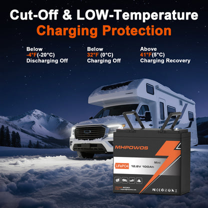 MHPOWOS 12V100Ah Mini LifePO4 Battery
