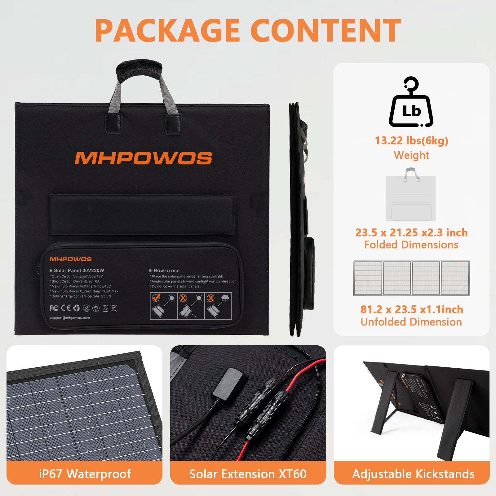 MHPOWOS 220W faltbares Solarpanel
