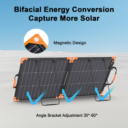 MHPOWOS 100W Bifacial Foldable Solar Panel