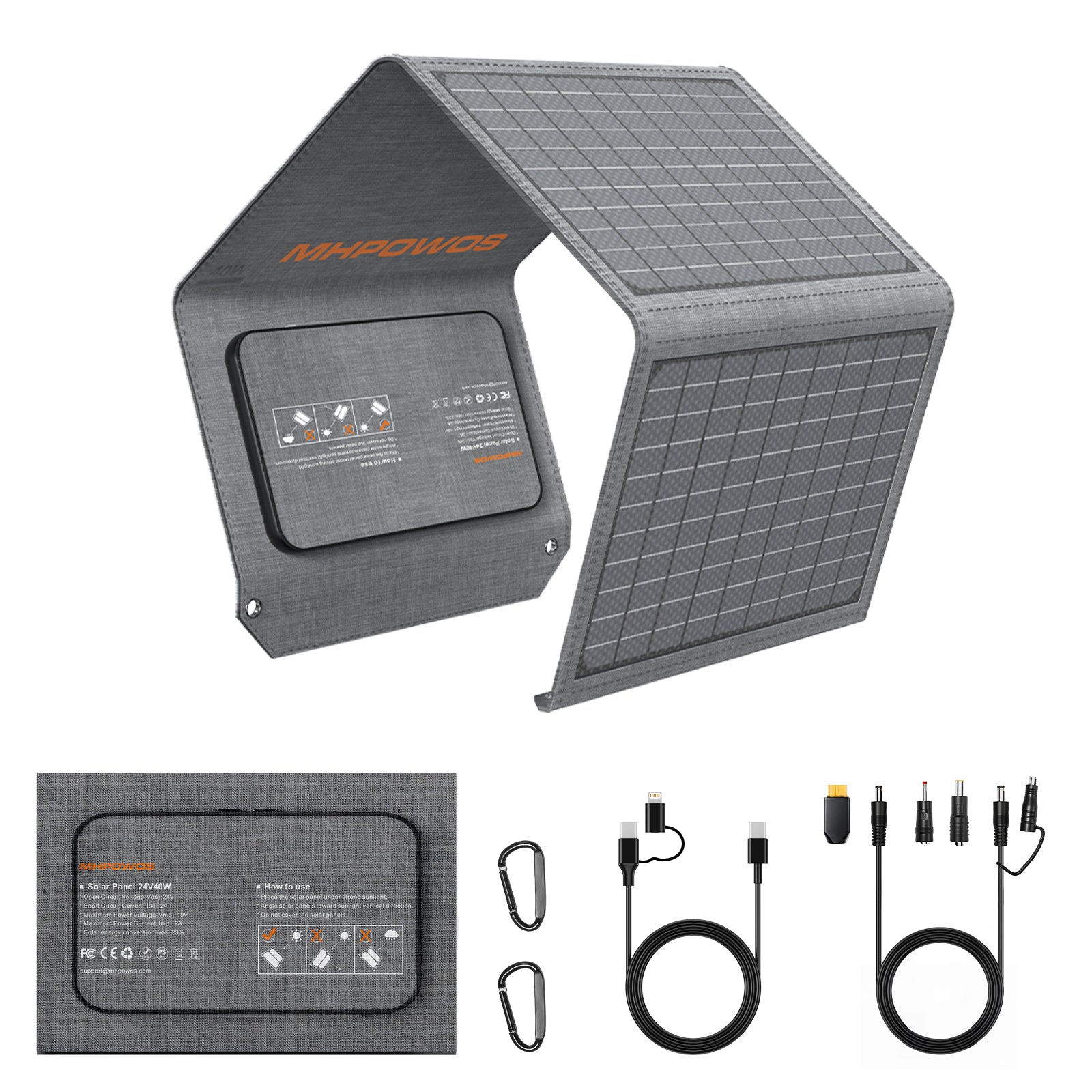 MHPOWOS 40W Portable Solar Panel