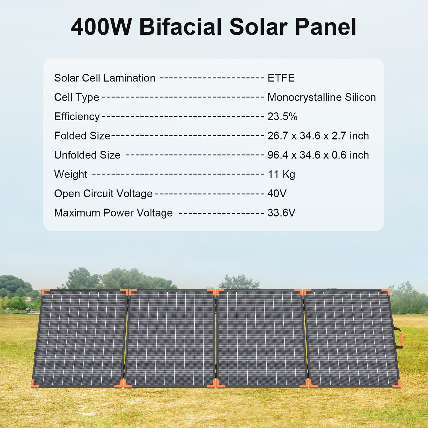 MHPOWOS 400W Bifacial Foldable Solar Panel