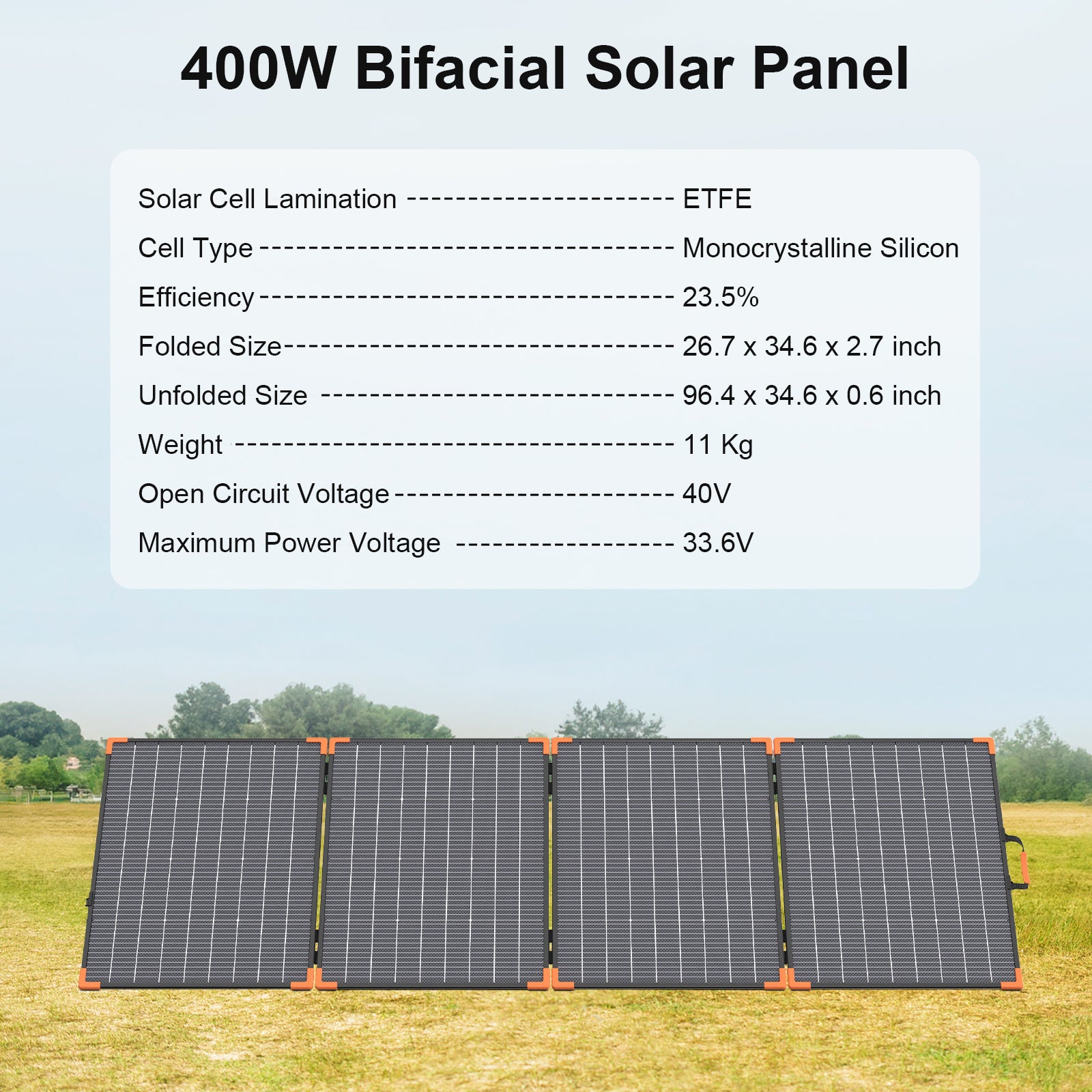 MHPOWOS 400W Bifaziales faltbares Solarpanel
