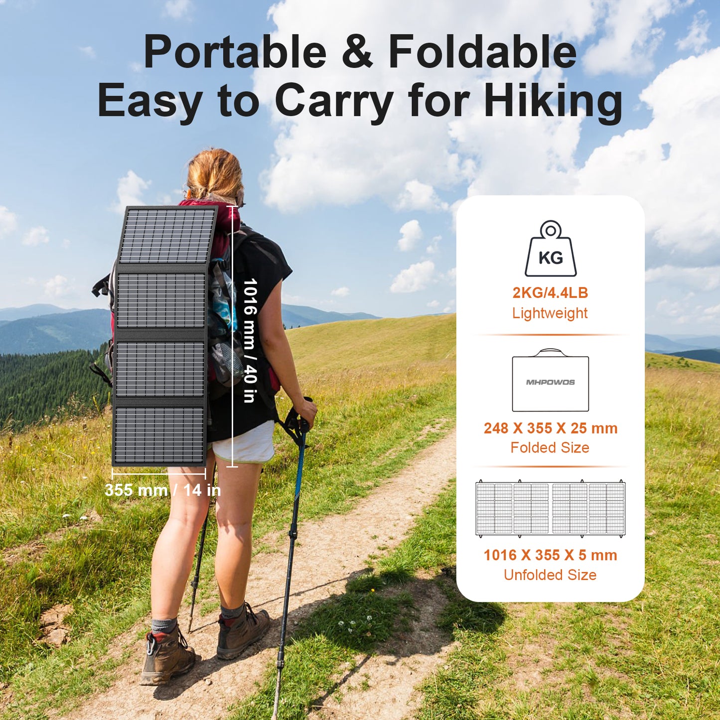 MHPOWOS 60W Portable Solar Panel