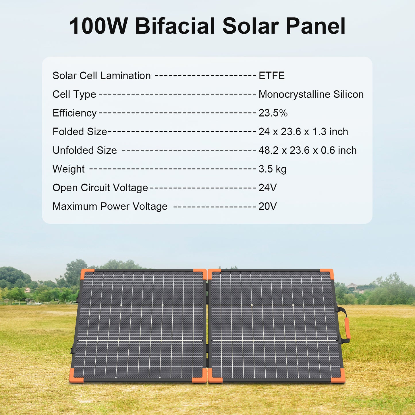 MHPOWOS 100W Bifacial Foldable Solar Panel