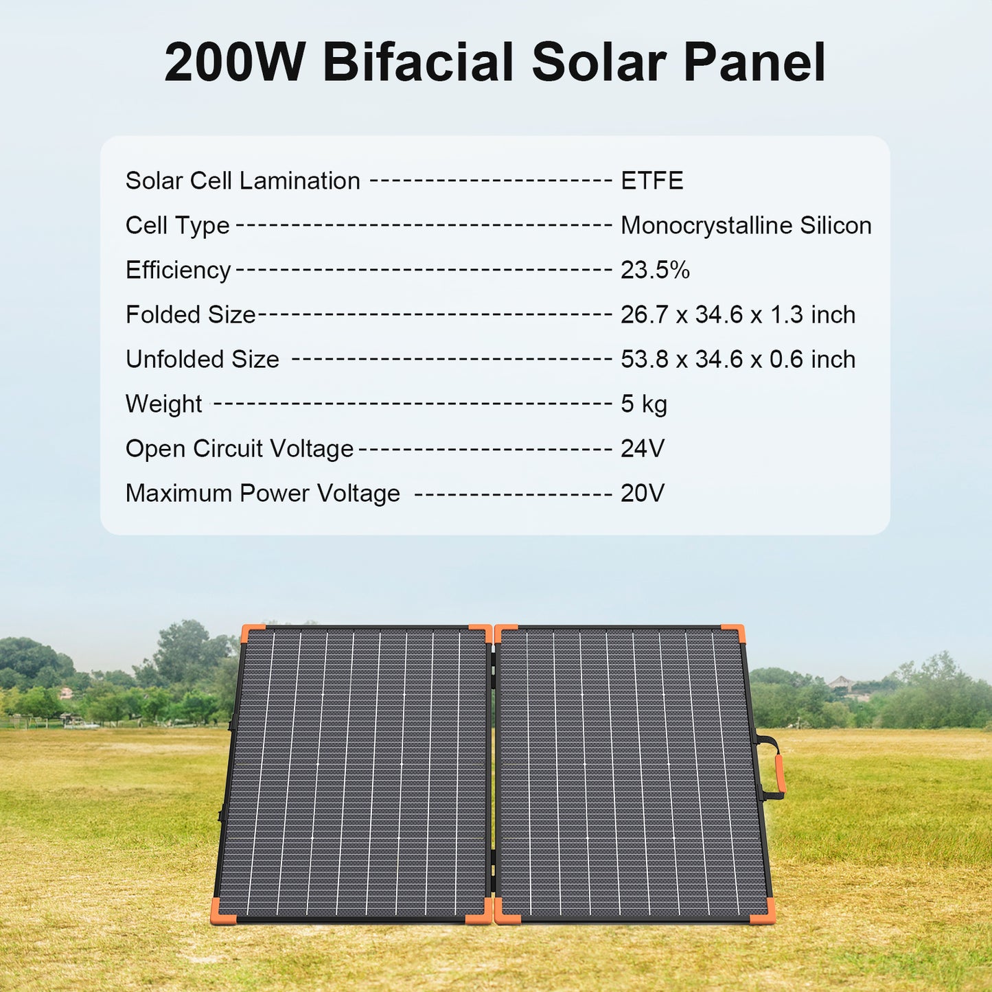 MHPOWOS 200W Bifacial Foldable Solar Panel