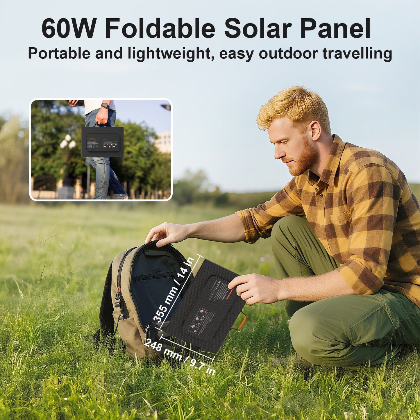 MHPOWOS 60W Portable Solar Panel