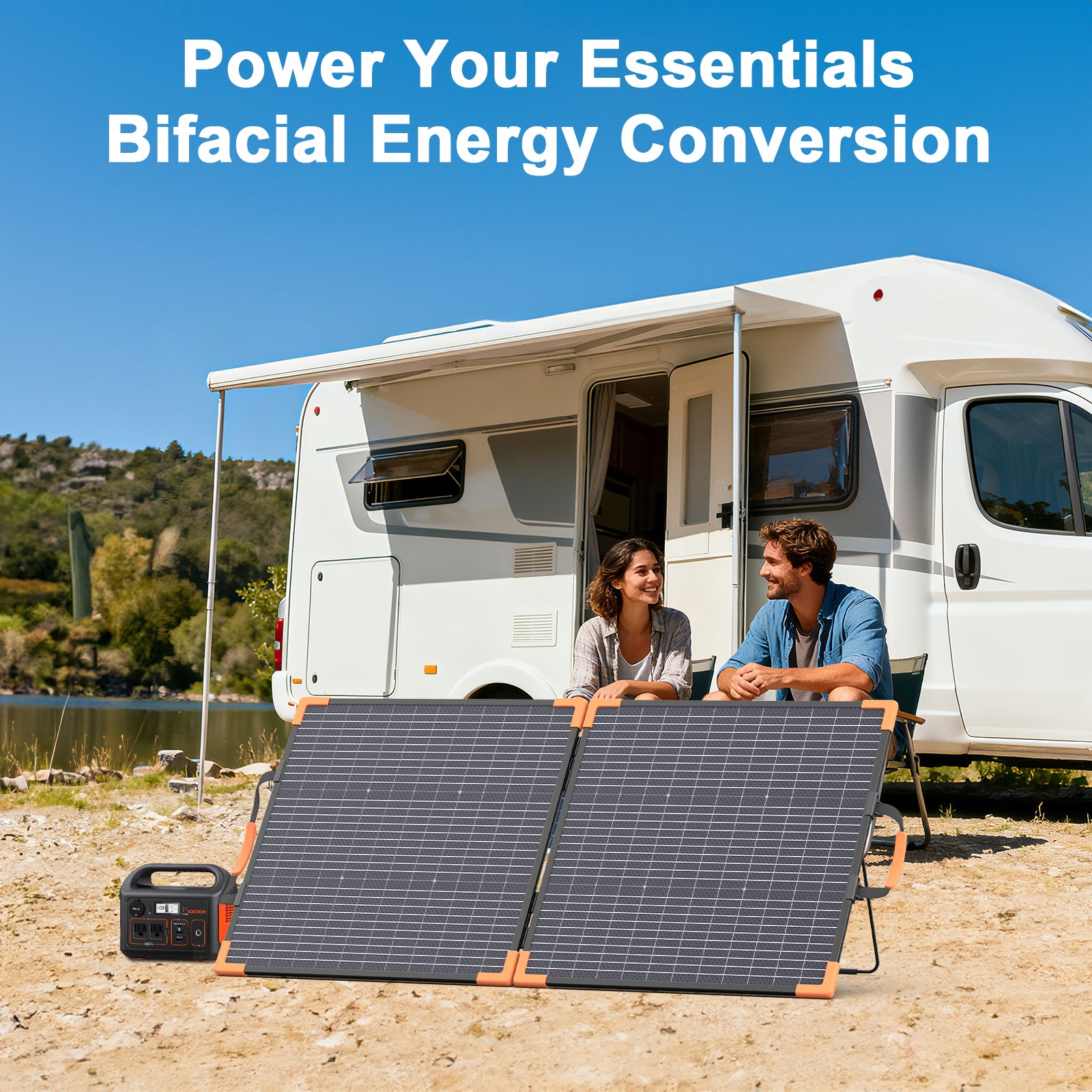 MHPOWOS 100W Bifaziales faltbares Solarpanel
