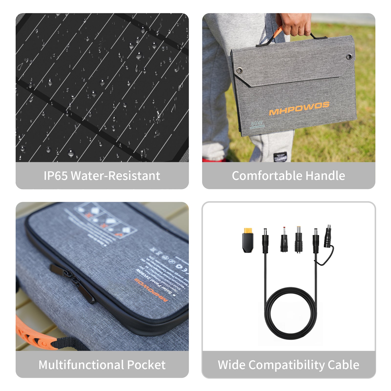 MHPOWOS 80W Portable Solar Panel