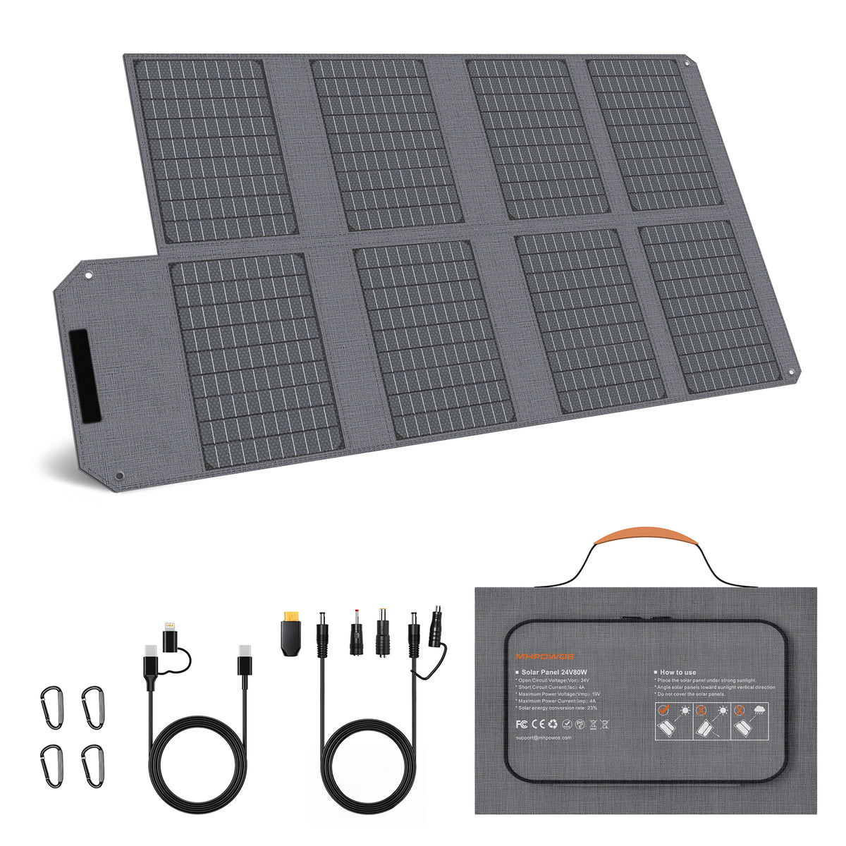 MHPOWOS 80W Portable Solar Panel