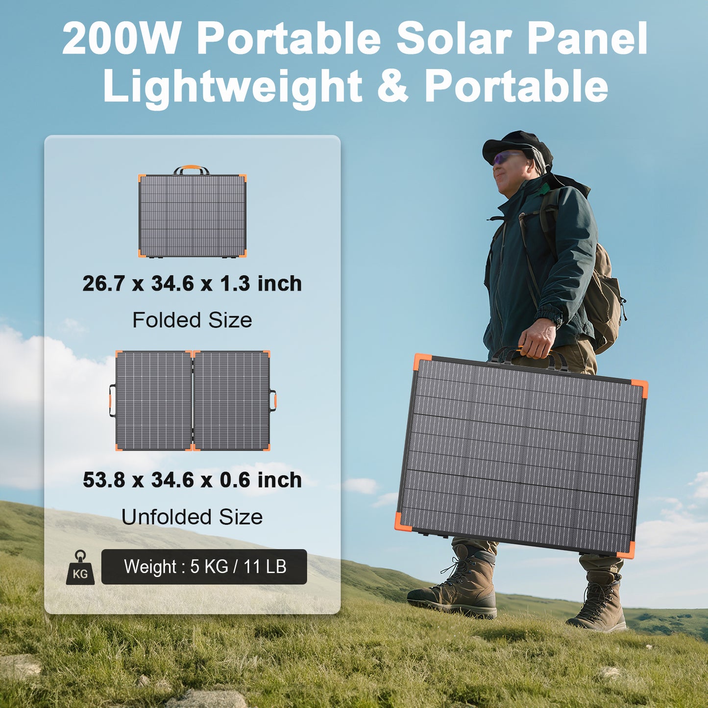 MHPOWOS 200W Bifacial Foldable Solar Panel