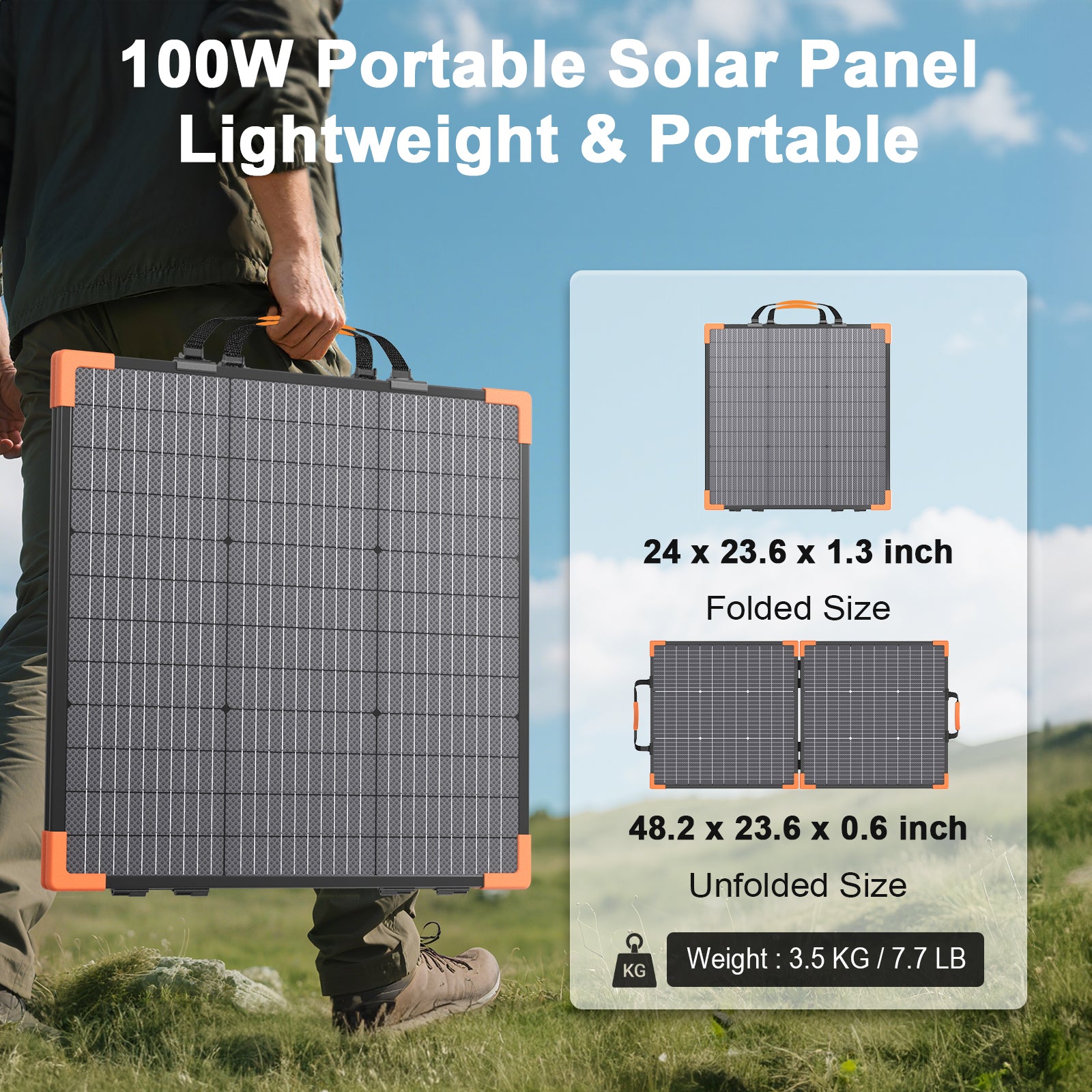 MHPOWOS 110W Bifacial Foldable Solar Panel High-Efficiency