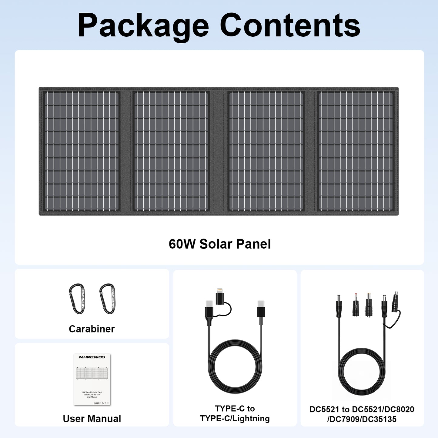 MHPOWOS 60W Portable Solar Panel